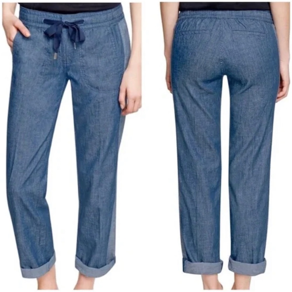 EUC Tory Burch Allegra Two Tone Ribbon Chambray Pants, size 24